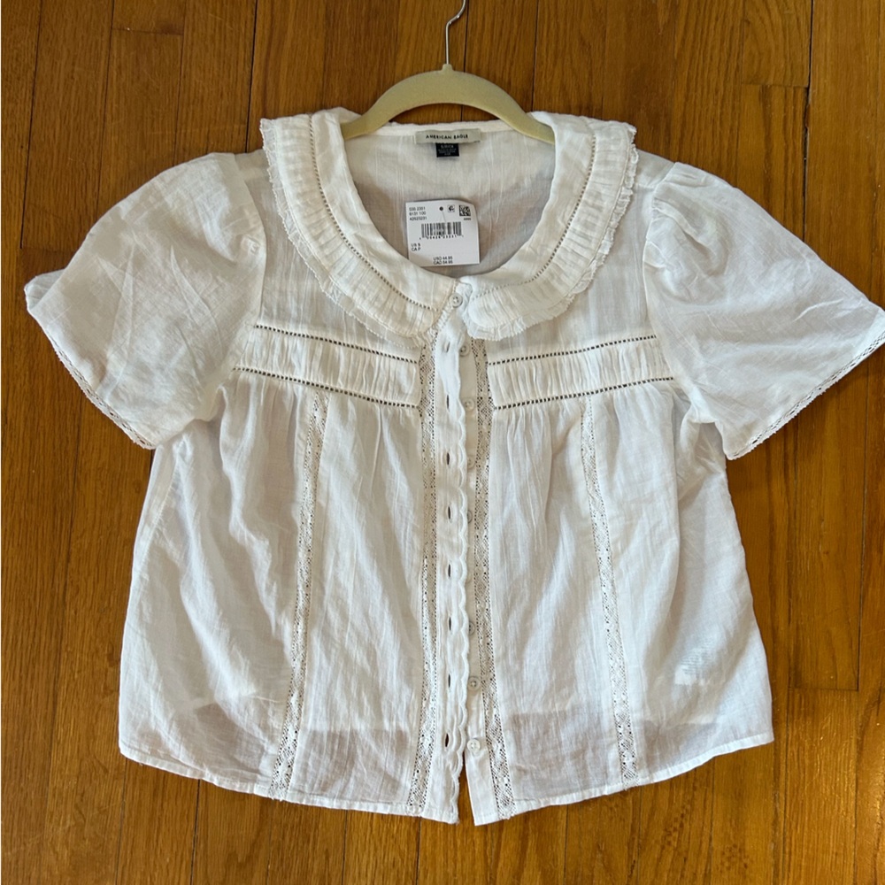 New lightweight cotton pintuck top size small